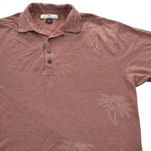 Tommy Bahama Silk Blend Polo Shirt Palm Tree Print Mens Large‎